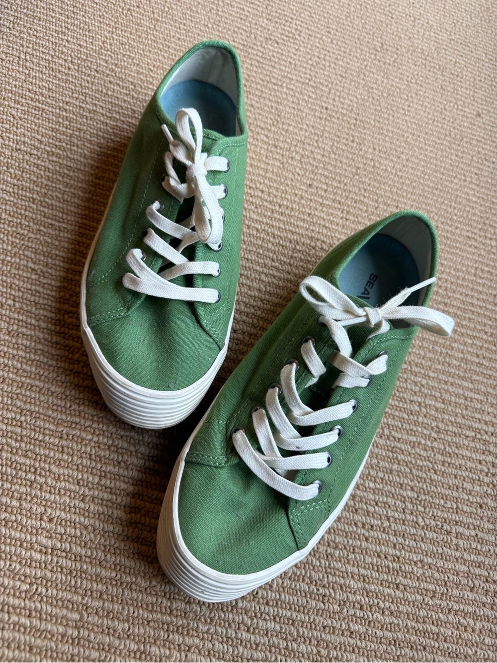 SeaVees Green Canvas Low-Top Sneakers with White Laces